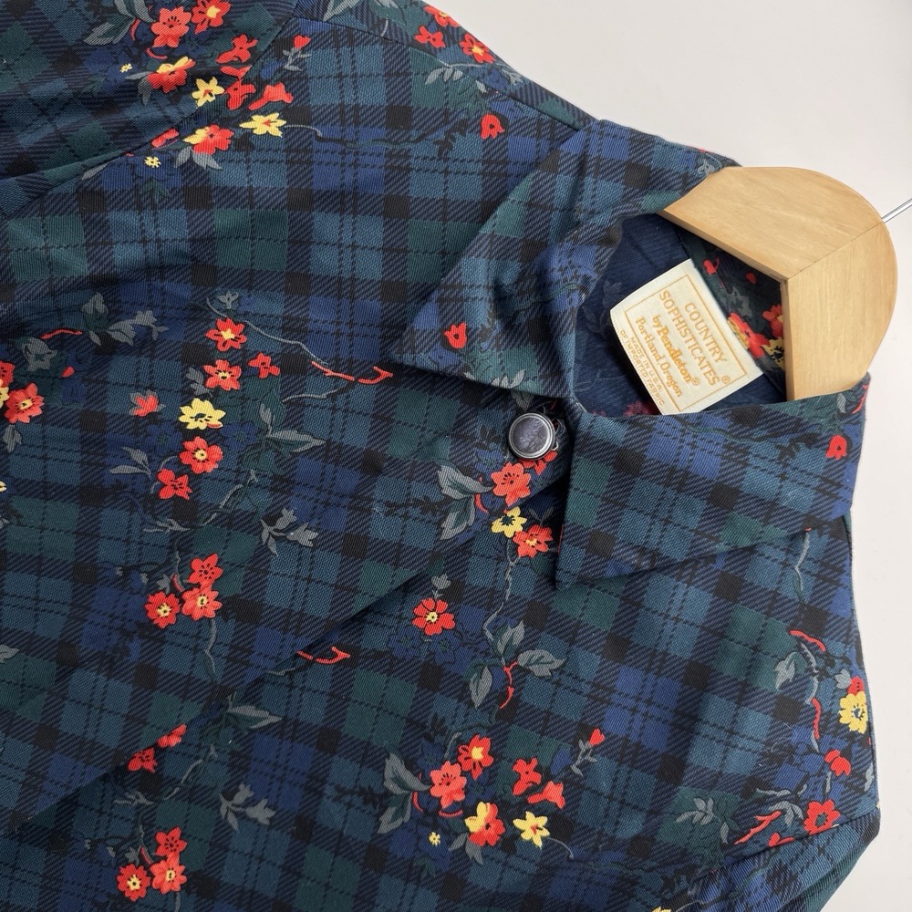 VTG Pendleton Blouse 12 Plaid Floral Top Tartan Cottagecore Dark Academic 90s